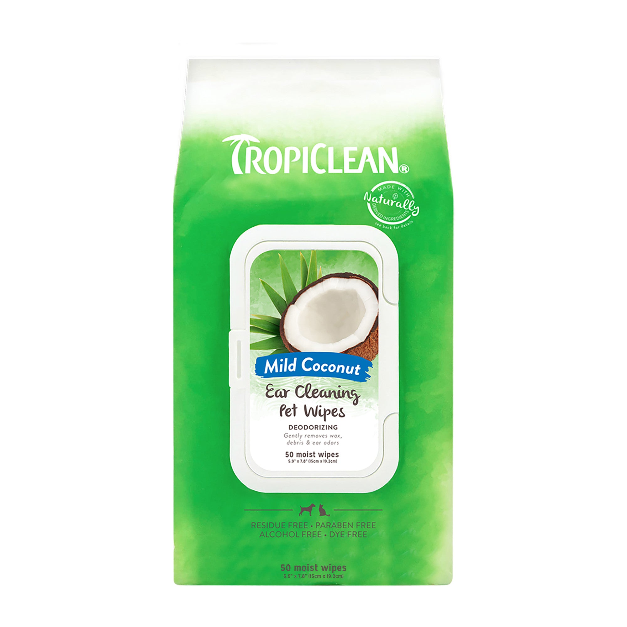 TROPICLEAN CHUSTECZKI DO CZYSZCZENIA USZU MILD COCONUT 50SZT